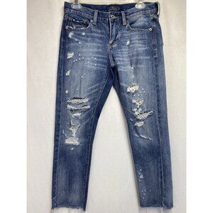 Lucky Brand Sienna Slim Boyfriend Low-Rise Distressed Jeans Women Size 0/25 Blue